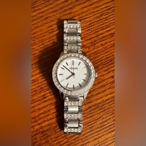 NWOT Fossil Women’s Silver and Crystal Watch